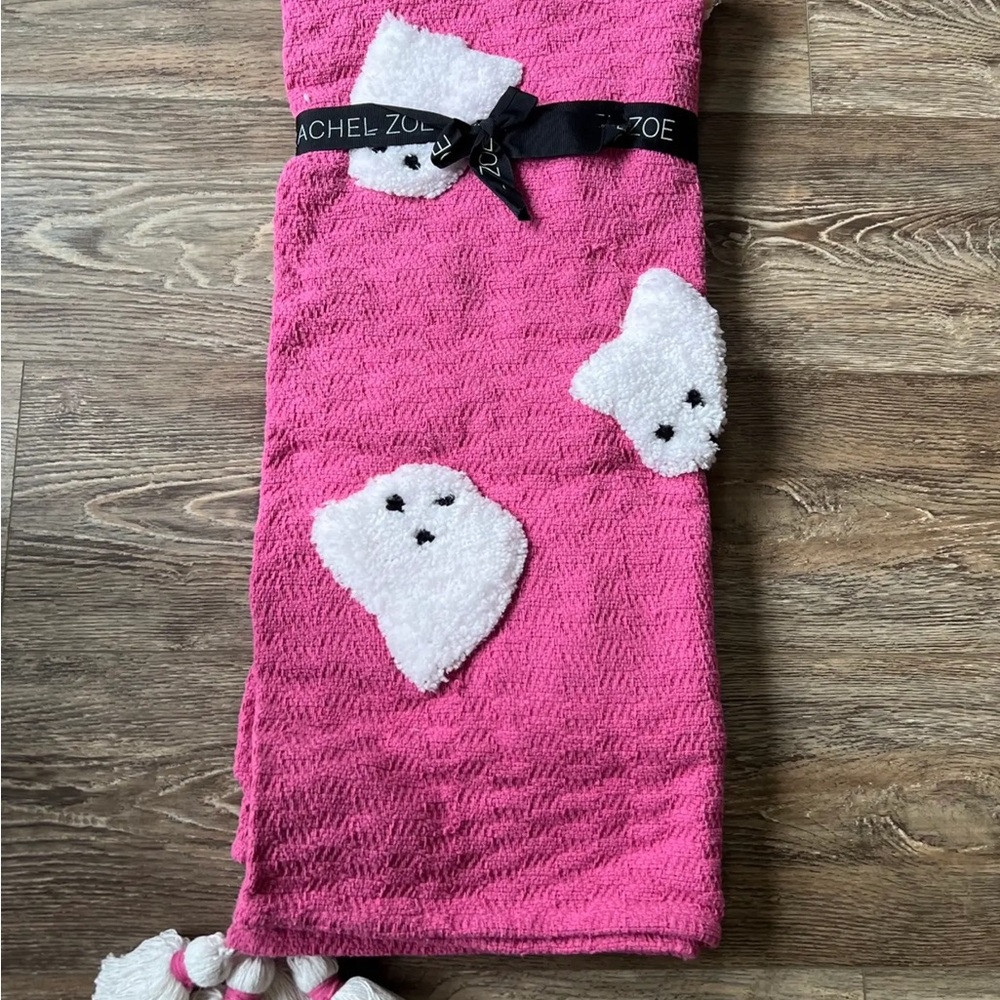 2024 Rachel Zoe Halloween Pink Ghost Blanket Throw New